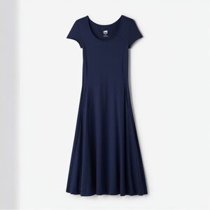 Roots Renew Knit Short Sleeve Midi Dress Navy Size L